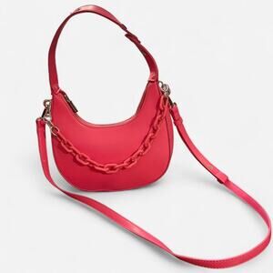 Pink leather chain strap shoulder